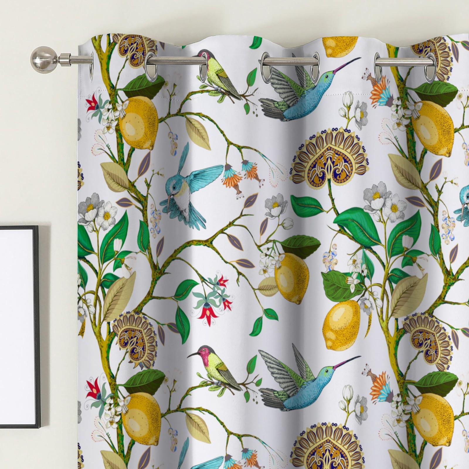 Spring Curtains 96 Inches Long, Floral Bird Branch Living Room Window Blackou…