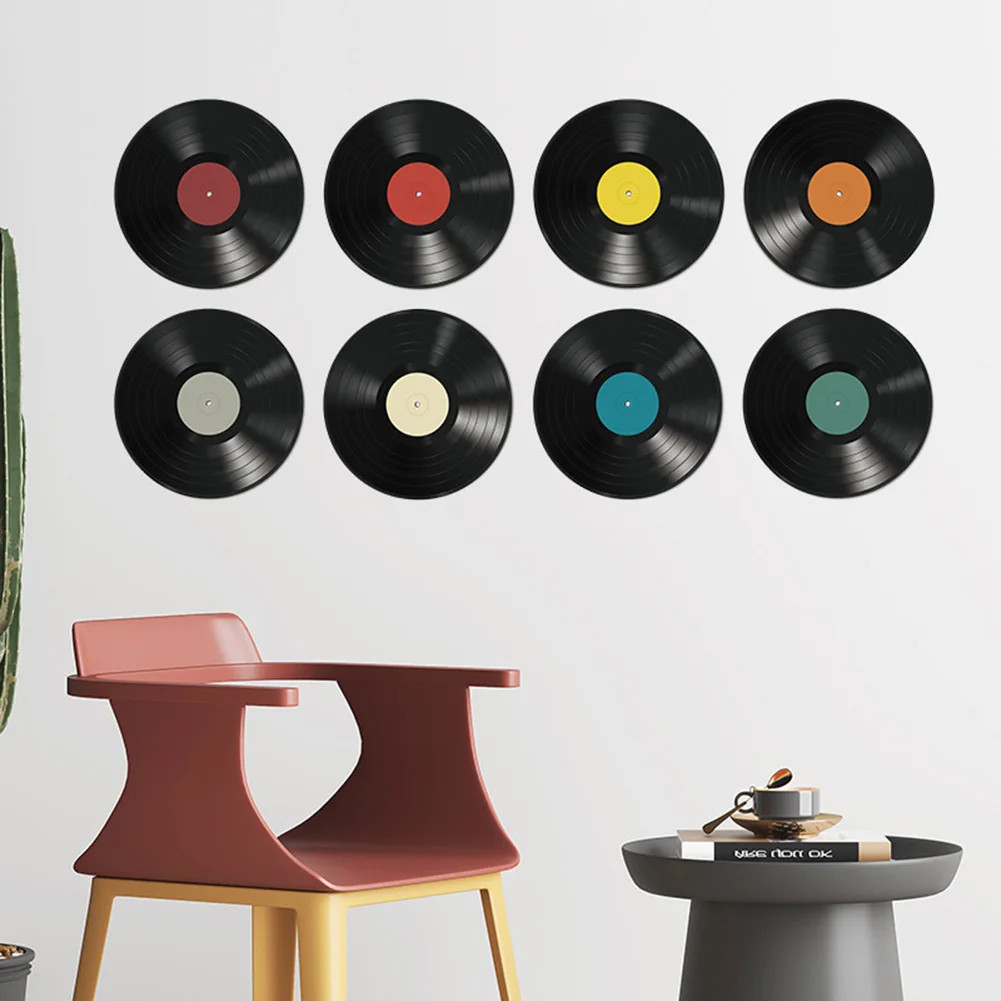 Vinyl Record Stickers 8pcs Diy Transfer Belt Decal Mural Living Room Bedroom Bar