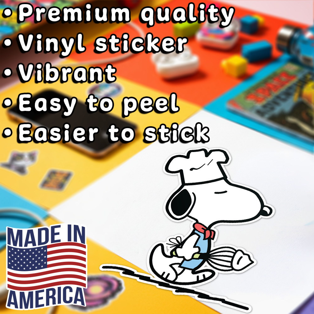 Peanuts Snoopy Chef Sticker – Aesthetic Vinyl 2.6" W x 3.5" H