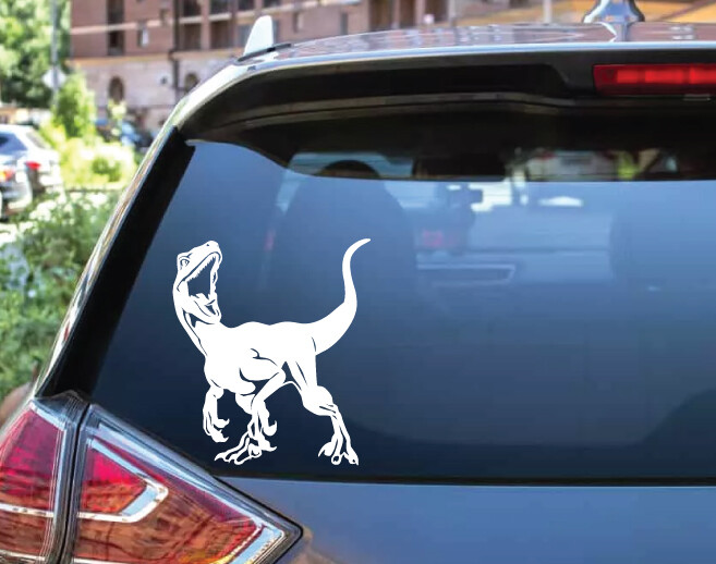 Dinosaur – Roaring Velociraptor #2 – Jurassic Period – 4-21" wide – DieCut Decal