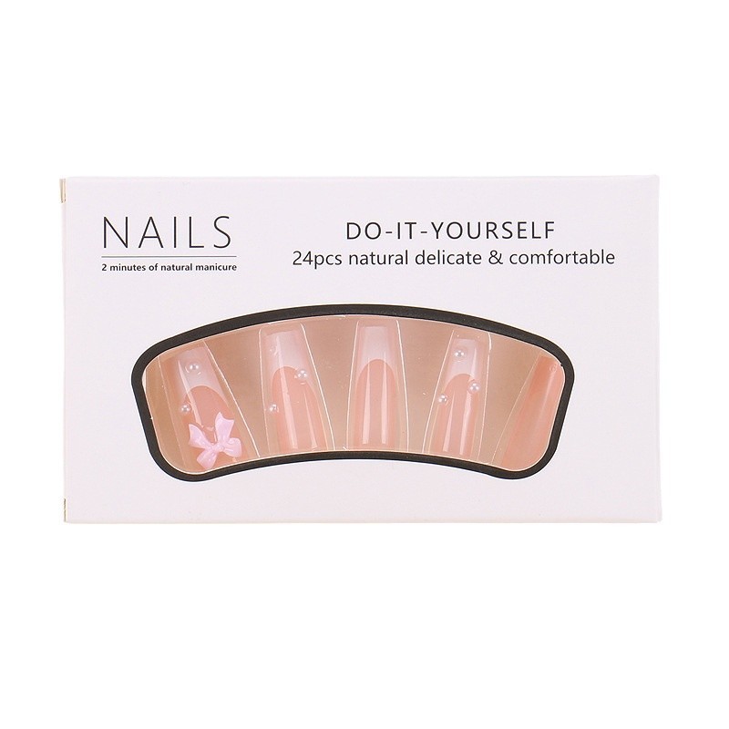 Rectangular Pearl Bow Nail Sticker Finished Product