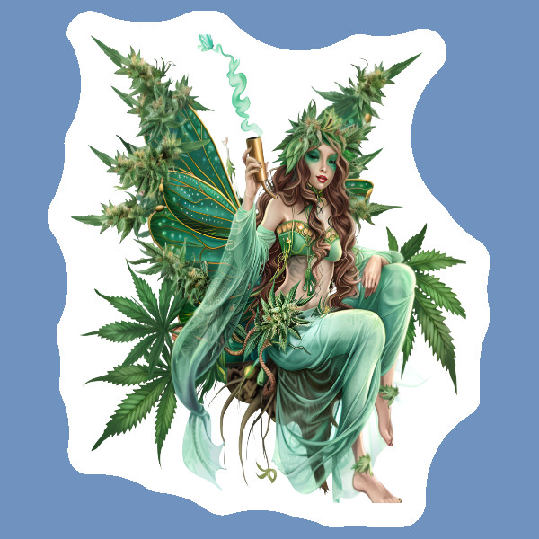 Stoner Fairy Weatherproof Vinyl Sticker Marijuana Weed 420 Fairy Gift Fairycore