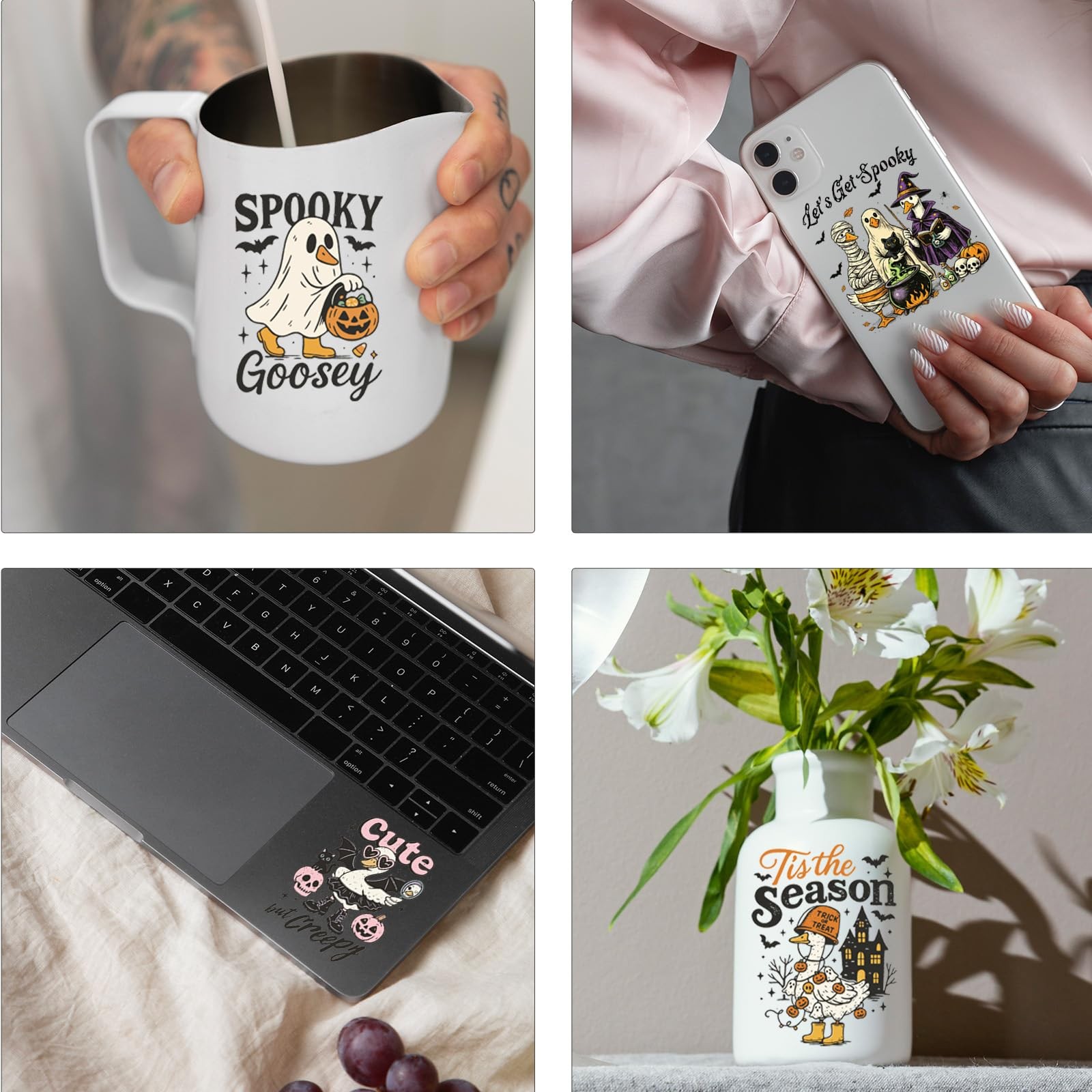 Halloween UV DTF Stickers Funny Goose Ghosts Uvdtf Cup Wraps for Glass