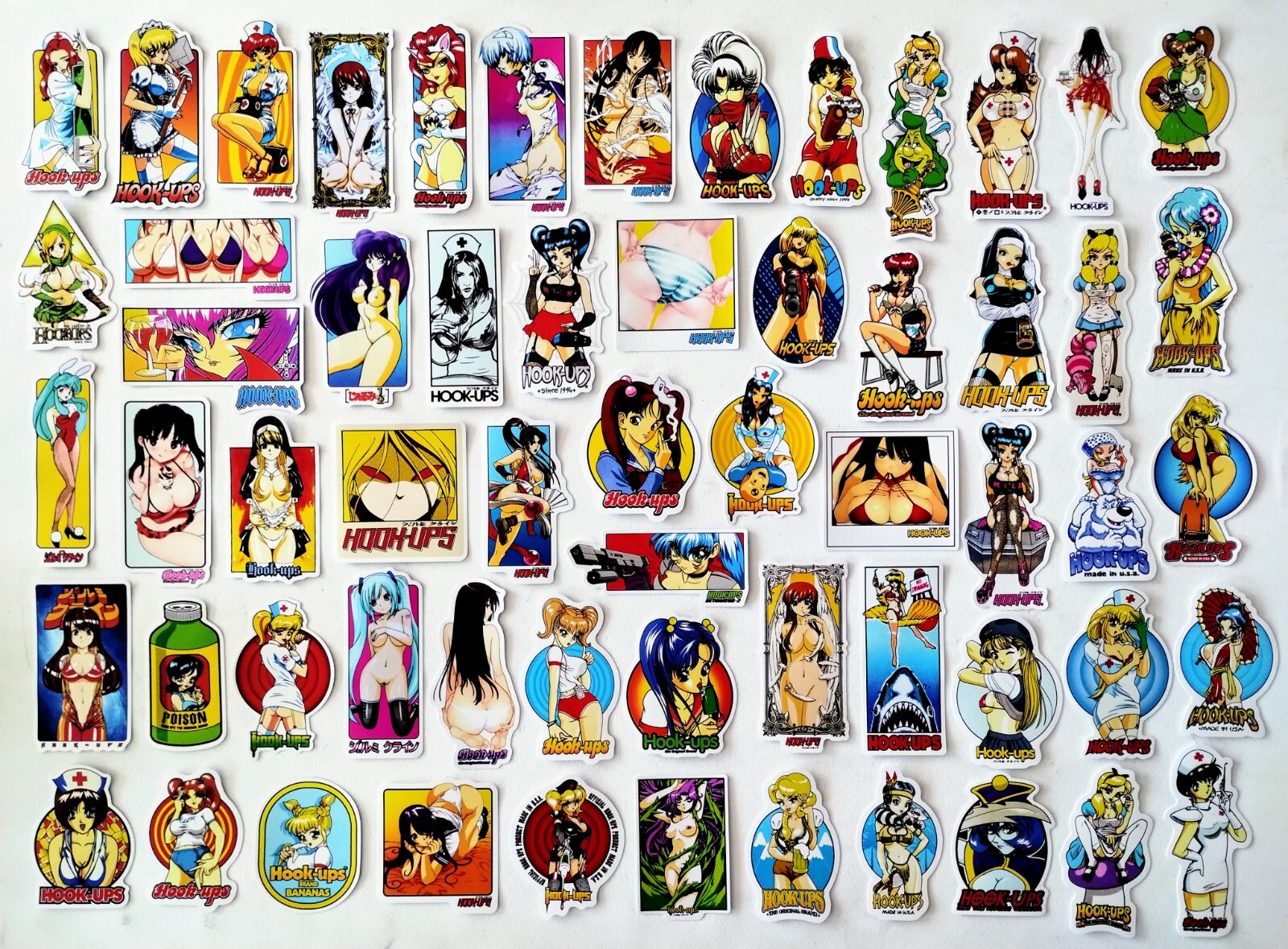 Hook-Ups Inspired 60 Piece Sticker Pack SET 1 Reproduction skate worldindustries