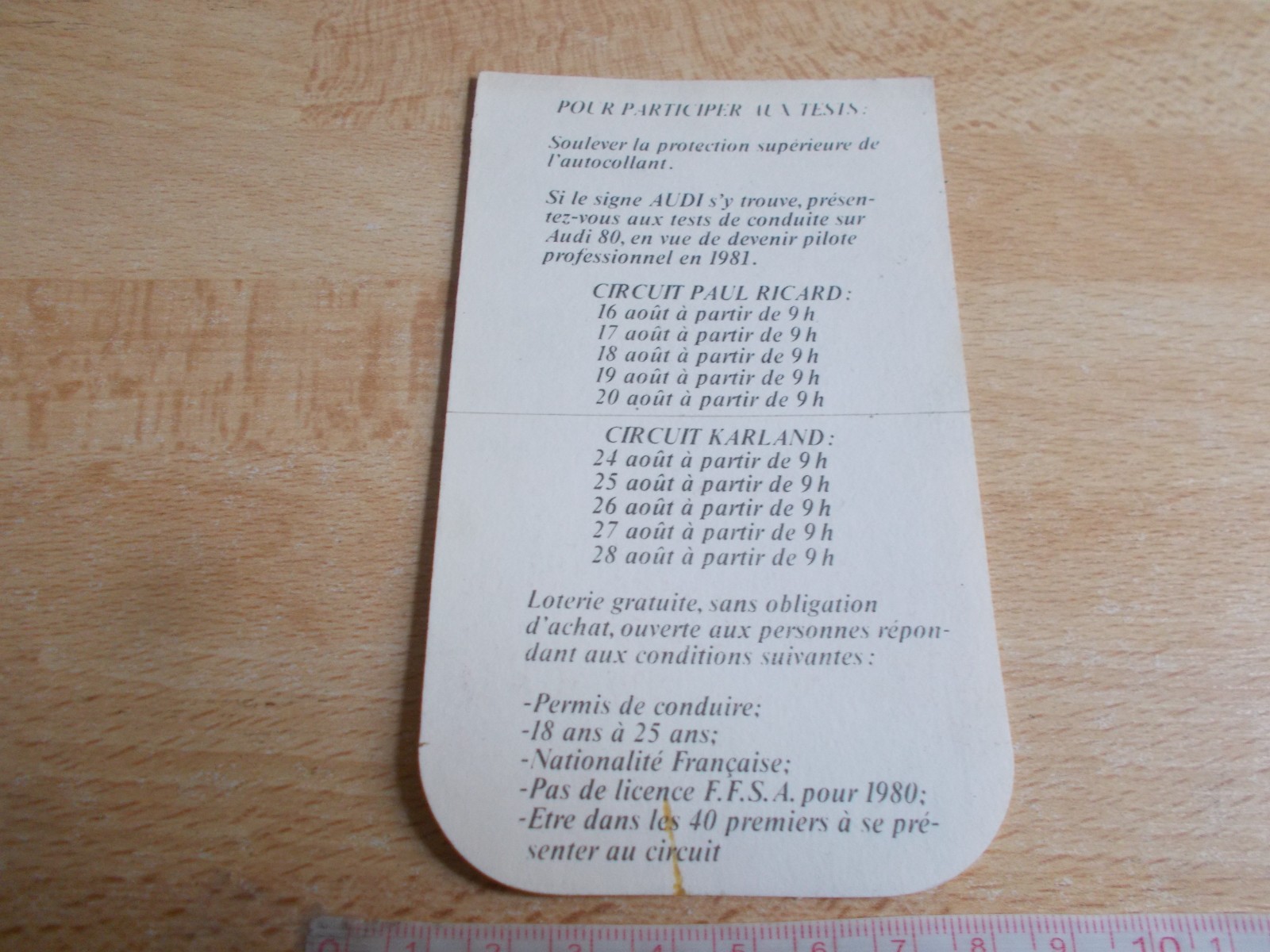 Championnat De France 1981 – Marlboro Seeks A Driver – Audi