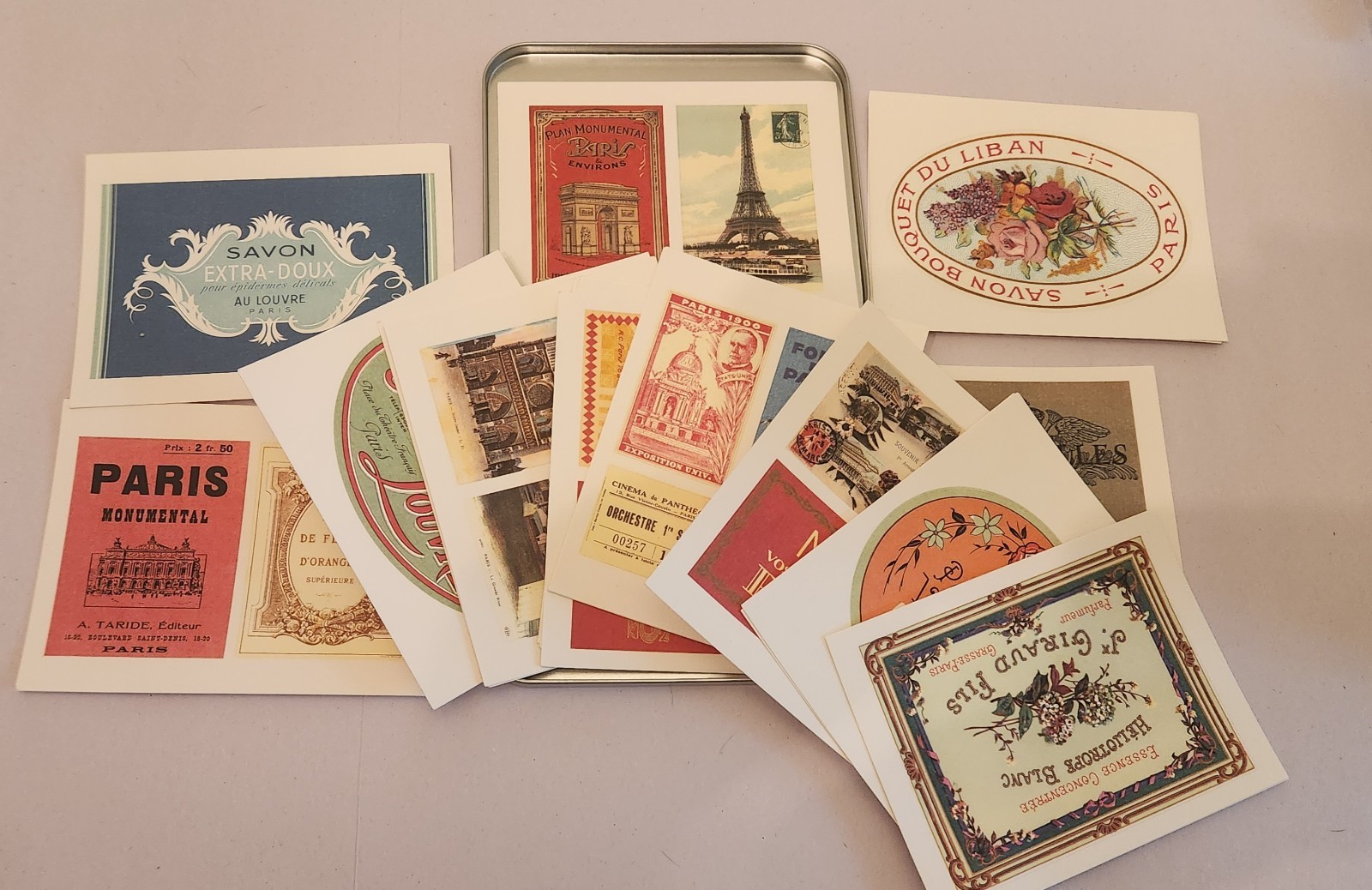 Cavallini & Co. Paris Stickers Labels 24 Sheets Self Adhesive Labels in Tin New