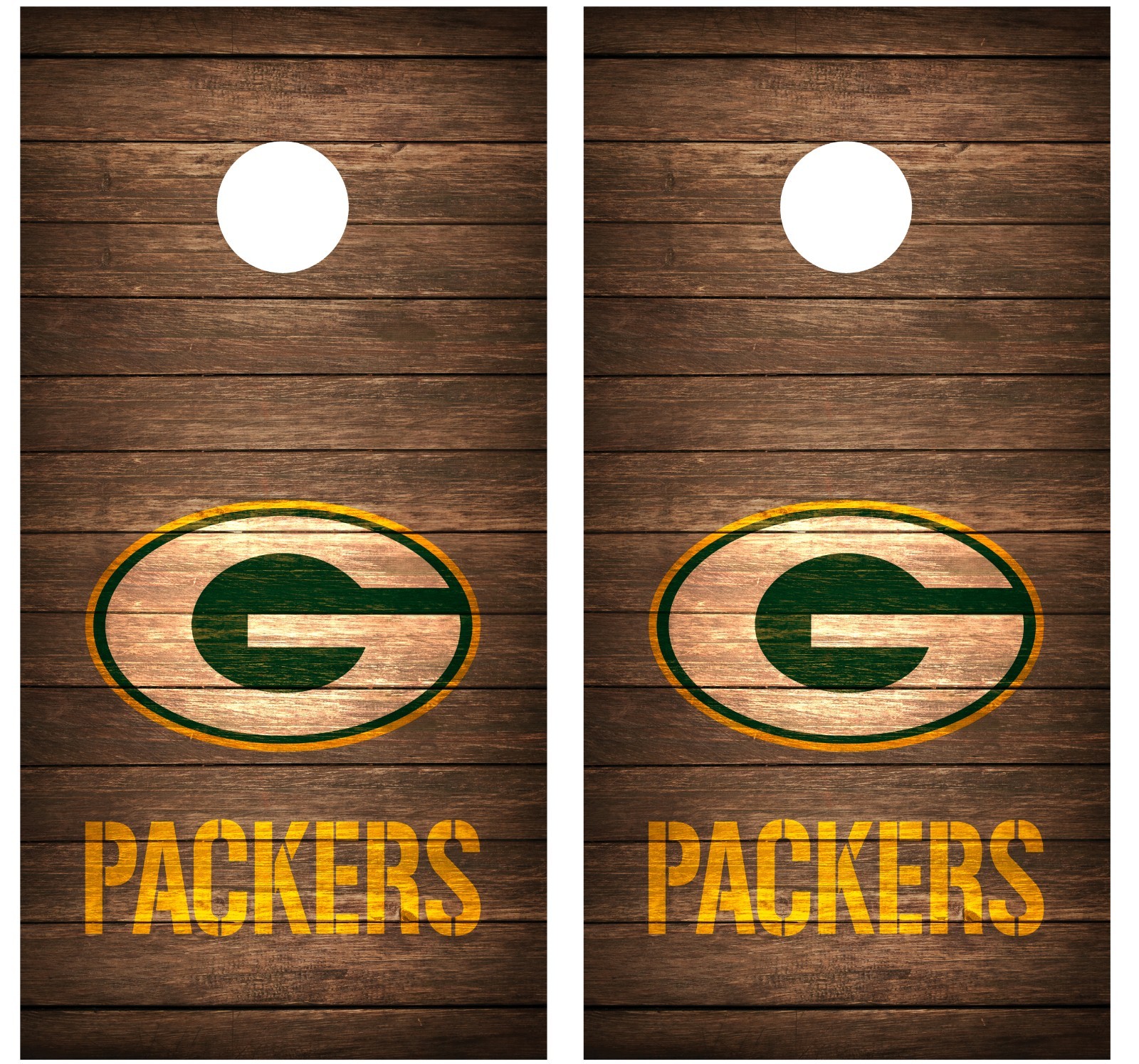 Green Bay Packers Vintage Wood Cornhole Board Decal Wrap Wraps (brown)