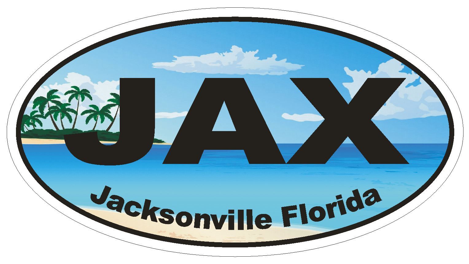 JAX Jacksonville Florida Oval Bumper Sticker or Helmet Sticker D1147