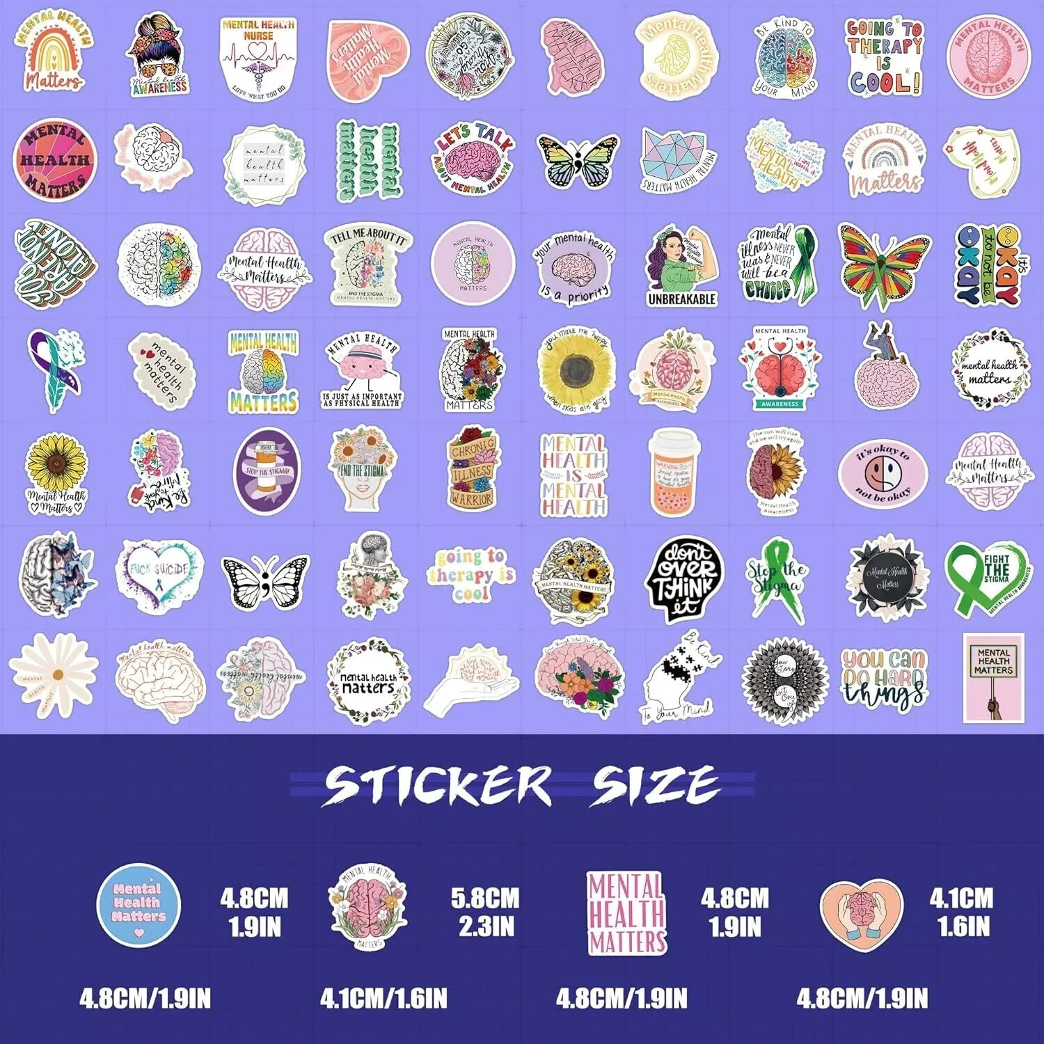 Mental Health Stickers Decals, Mental Health Awareness Stickers / 50-200 pcs