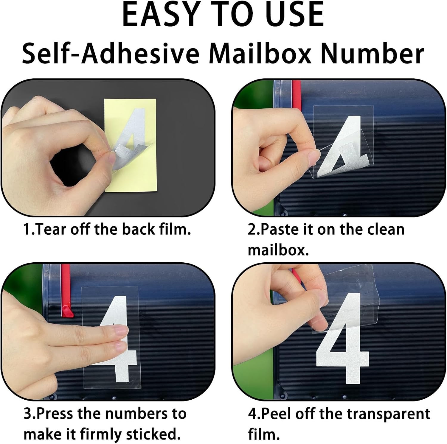 3 inch Reflective Mailbox Numbers Sticker 0-9, 5 Sets for Outside, Strong Sel…