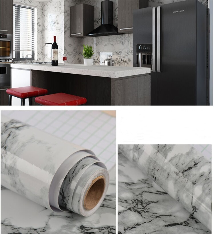 Self Adhesive Cabinet Wallpaper Oil-proof Waterproof Wall Sticker Kitchen Decor