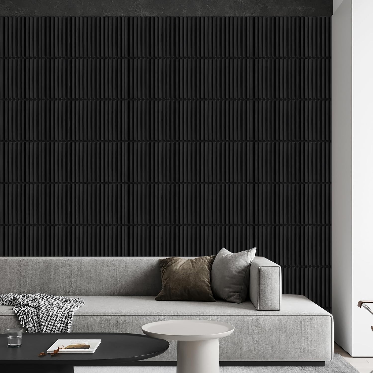 Waterproof 3D Wall Panels 30 Pack Black PVC for Home Office Décor 11.8"x11.8"