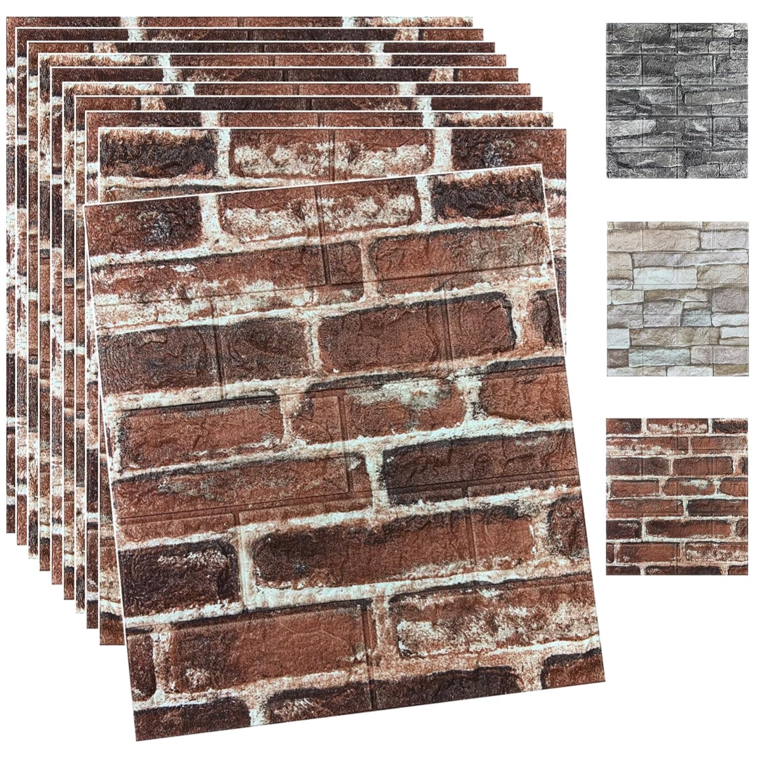 20PCS Red 3D Wall Panels Peel and Stick Foam Brick Wallpaper
