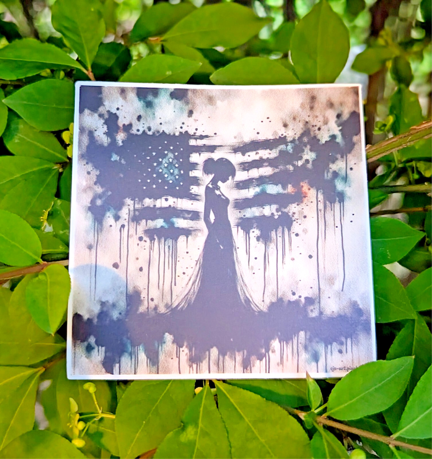 Abstract American Flag Vinyl Sticker, OOAK, 3 inch