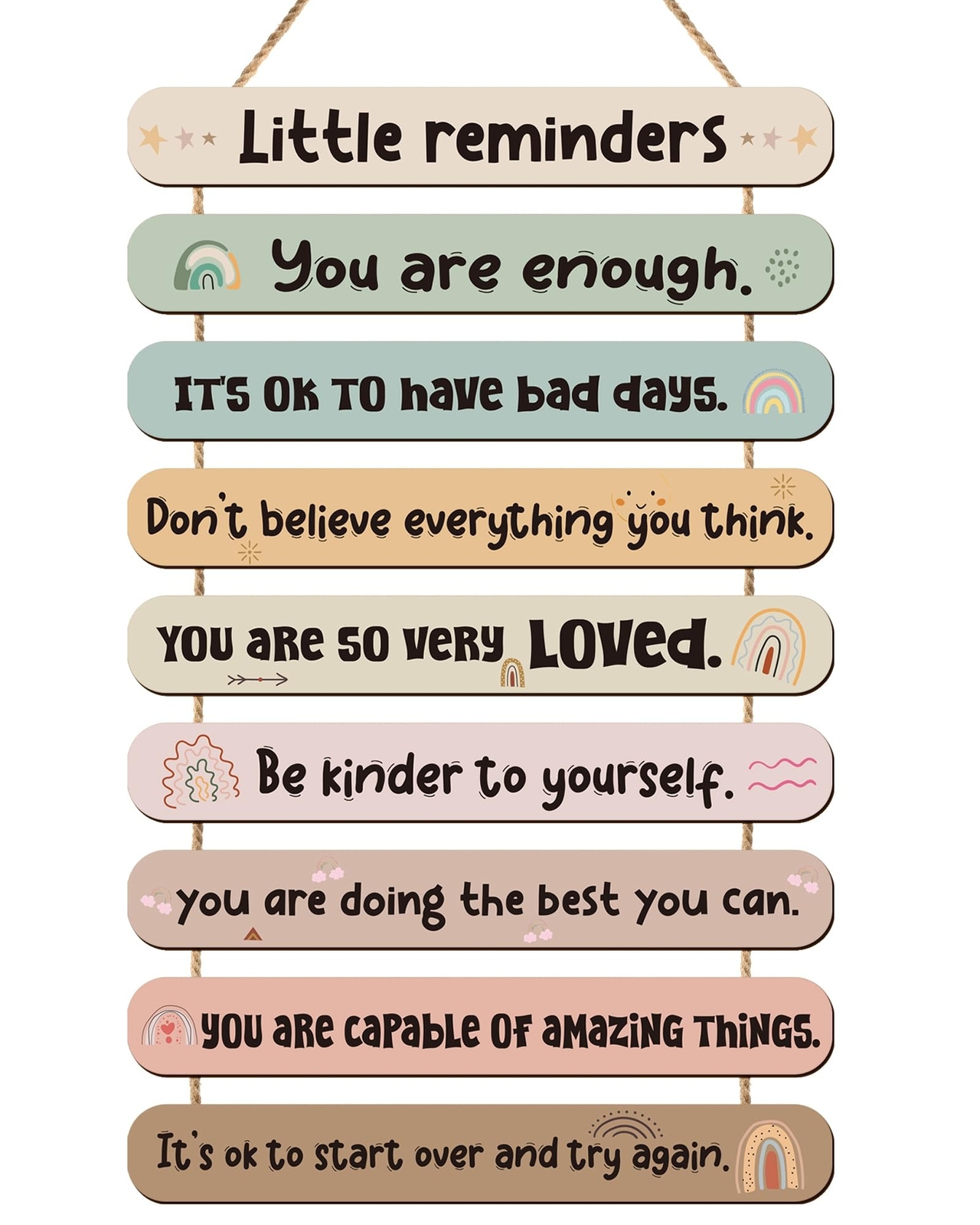 Romart Little Reminders Wall Decor: Boho Wooden Inspirational Wall Art for Ki…