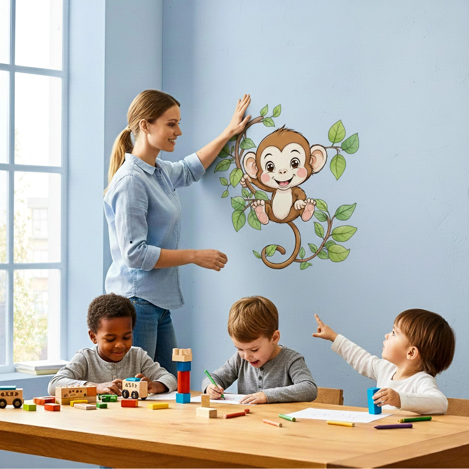 Cute Monkey Wall Decal | Jungle Nursery Decor