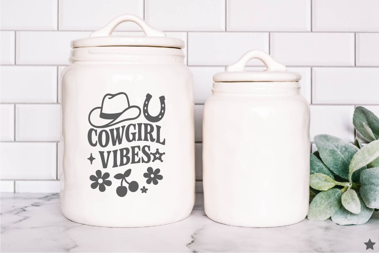 Cowgirl Vibes Decal Sticker Cowboy Hat Horse Shoe Country Western Girl Decor