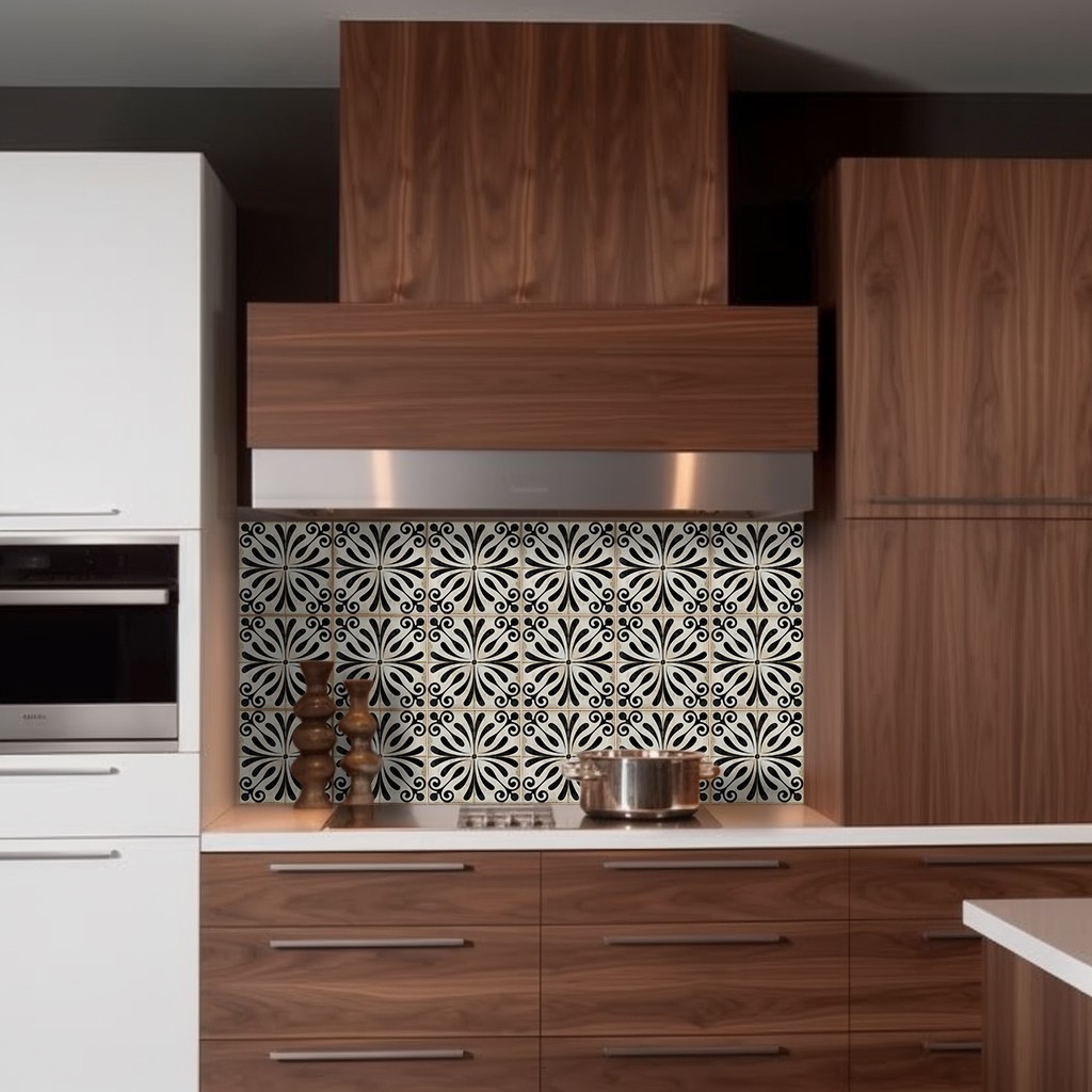 Peel Snd Stick Tile Stickers 24 Unit Pack Floral Design For Backsplash