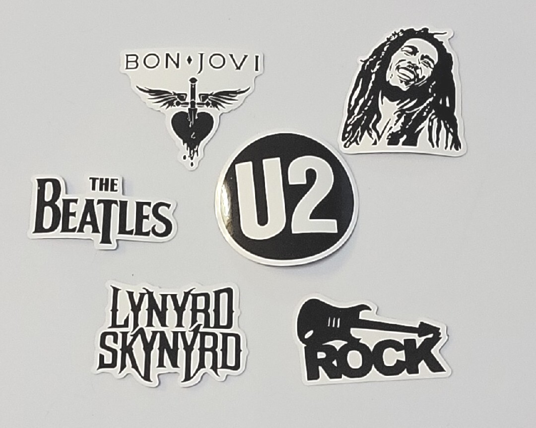 *5* New Classic Rock U2 Beatles Etc Waterproof Water Bottle Vinyl Stickers B/W
