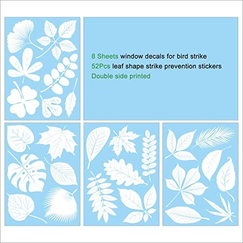 Window Decals for Bird Strikes,52 Pieces Large Leaf Shape anti Collision Window
