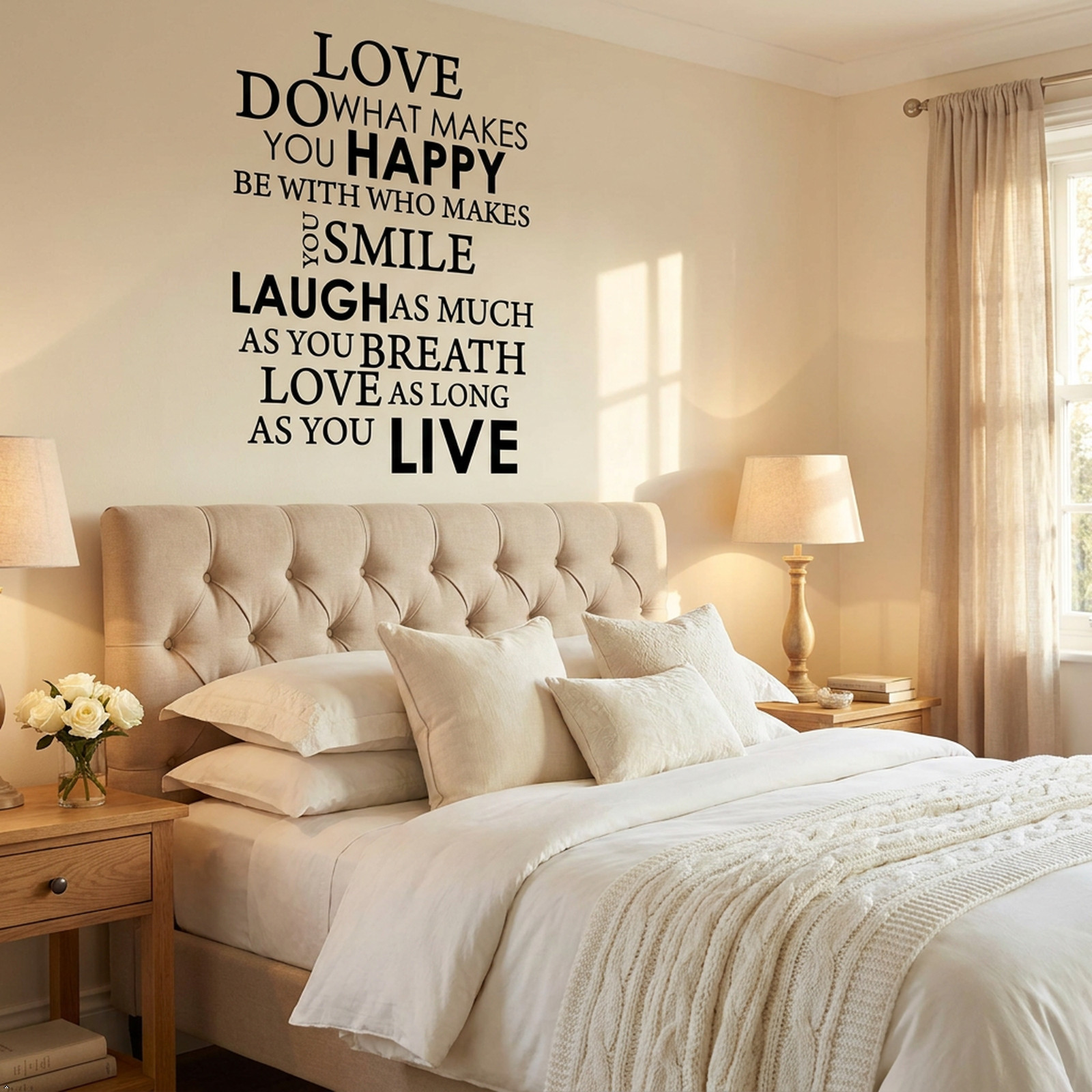 Happy Live Laugh Love Smile Vinyl Wall Art Inspirational Quotes Saying Art Decal