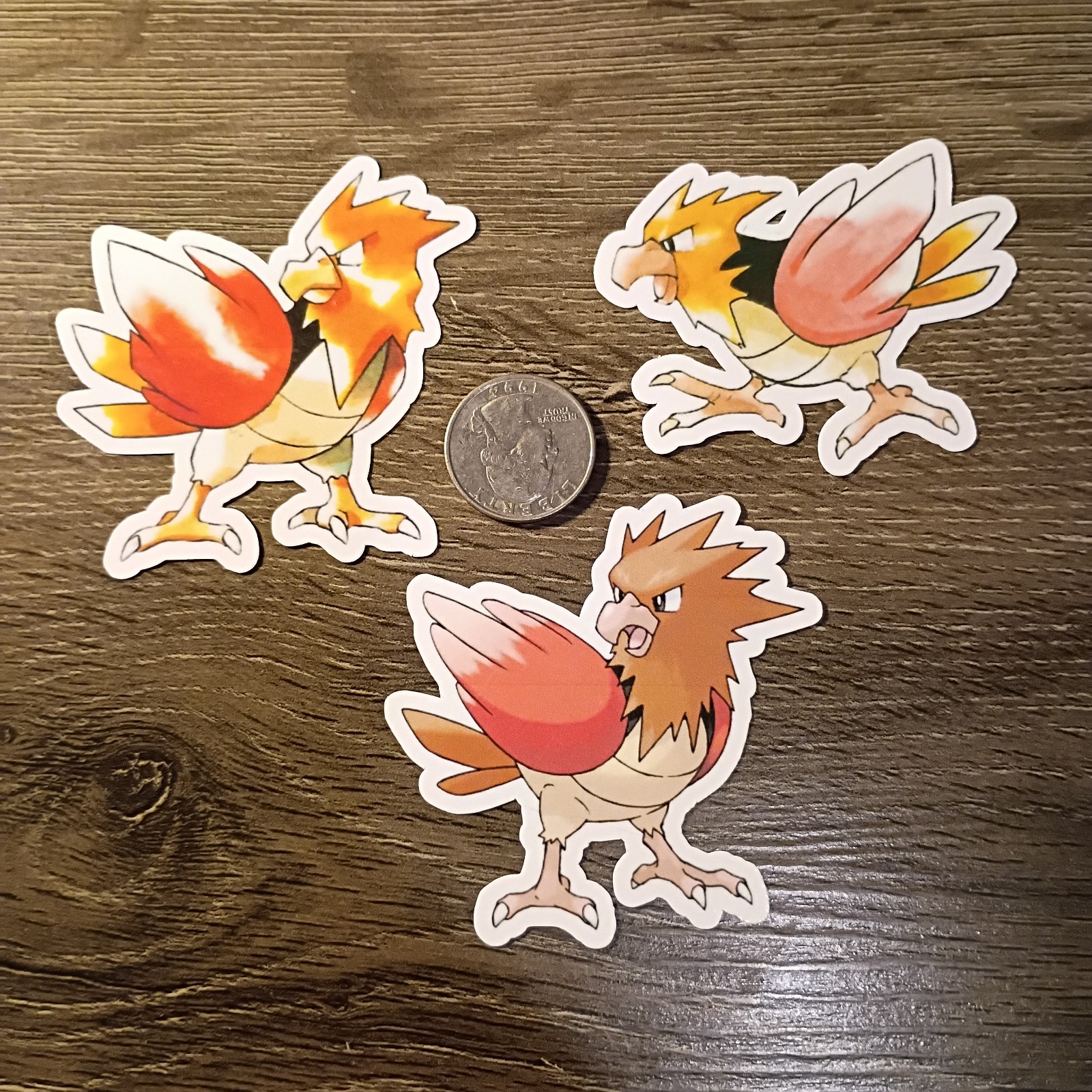 Gen 1 & 3 Spearow Stickers – Lot of 3 – Vinyl, Waterproof, Die-cut – Original