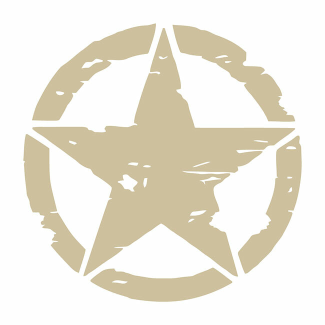 Automotive Distressed Army Star Die Cut Decal Multiple colors Made USA