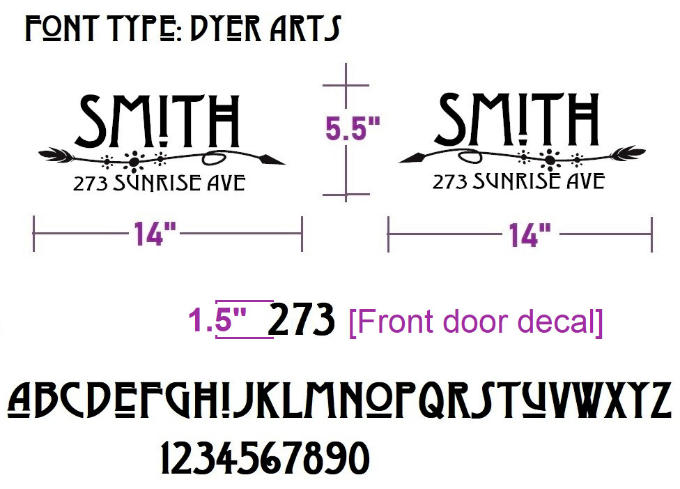 SET OF 2 CUSTOM PERSONALIZED VINYL MAILBOX NUMBERS NAME DECAL, (Model 23)