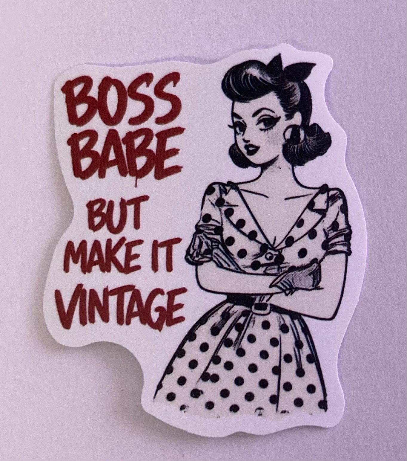 Retro Sarcastic 2" x 1 3/4" Boss Babe Funny Sticker Matte Junk Journal Supplies
