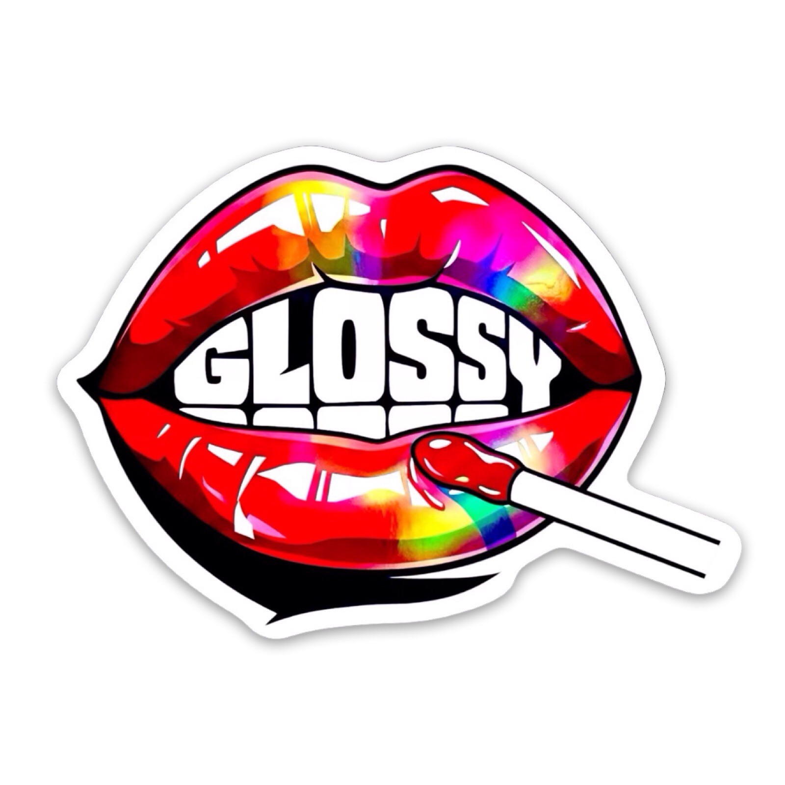 Retro Pop Art Lips Sticker 2 Pack Glossy Matte Art Deco Decals