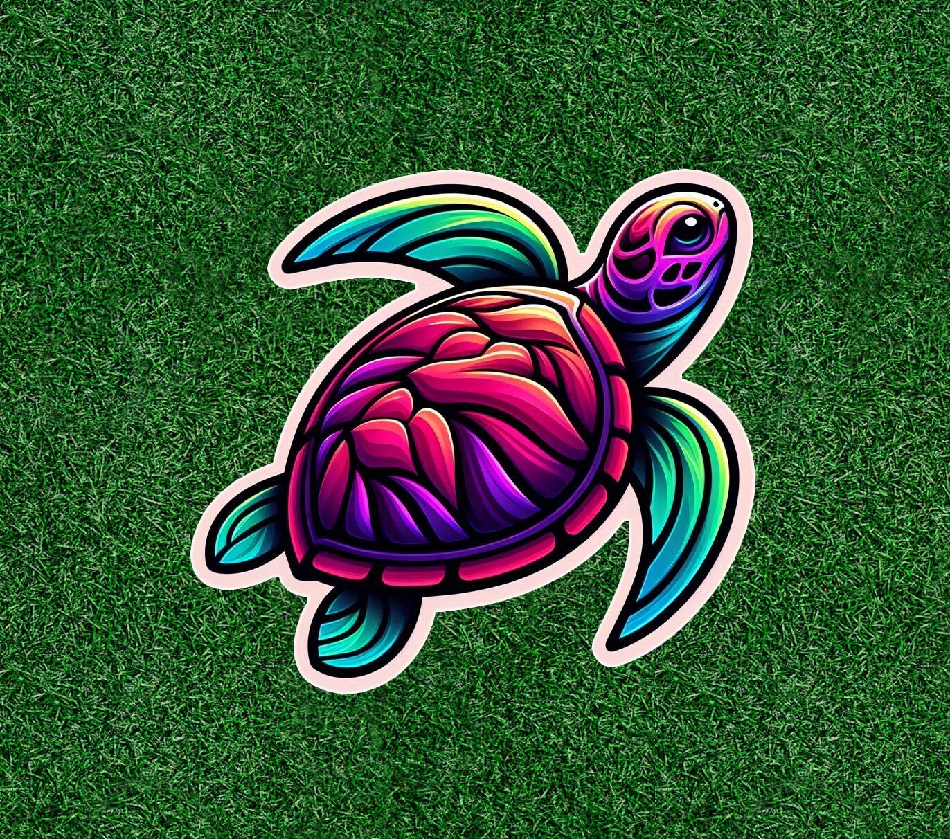 Sea Turtle in colorful design vinyl sticker decal – many sizes available