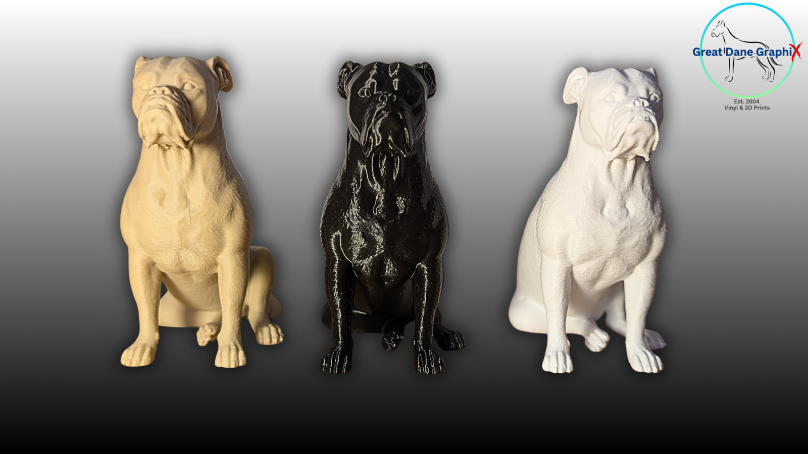 Bulldog Figure & Decal Set – 3D Printed – Paintable DIY Dog Combo Set