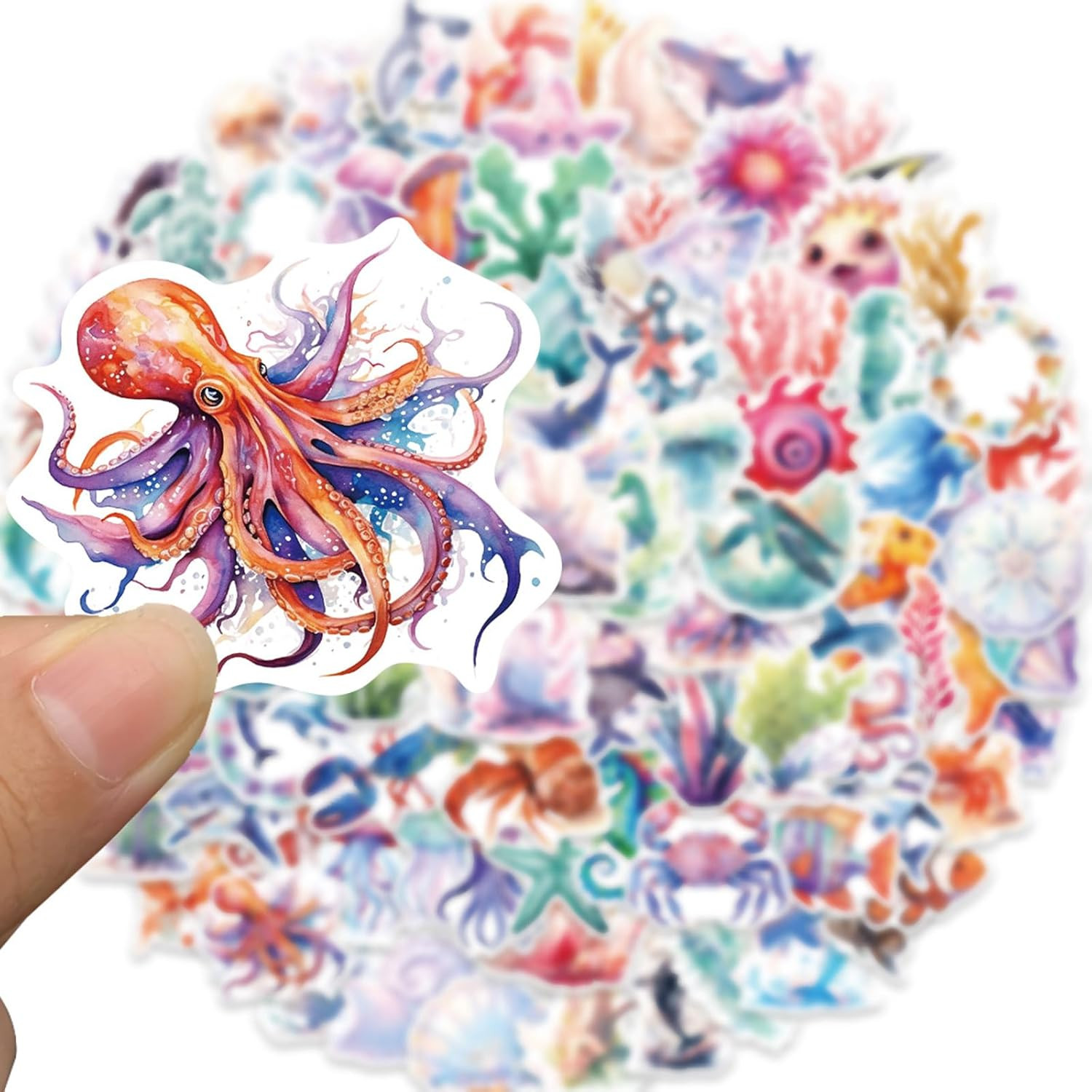 100PCS Ocean Animal Stickers for Kids Adults, Aesthetic Waterproof under the Sea