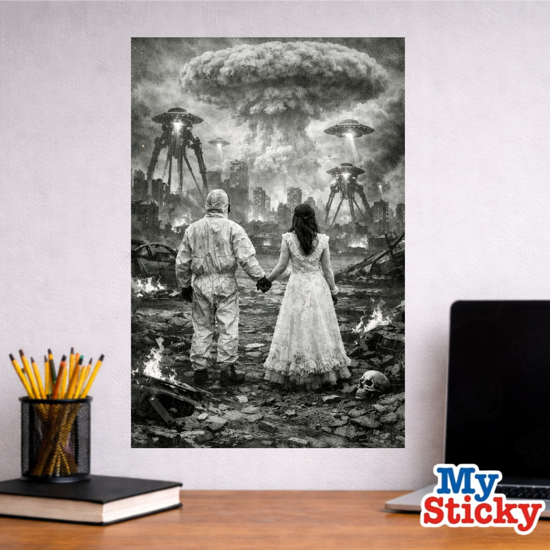 Post Apocalyptic Wedding Couple Removable Vinyl Decal Poster Wall Sticker Decor