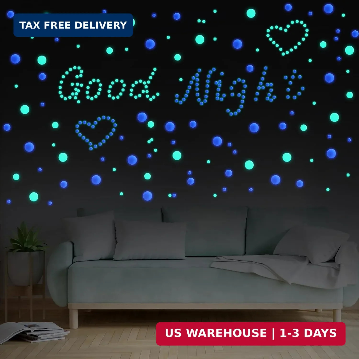 808 Pcs Glow in The Dark Stars for Ceiling, Glowing Stars Wall Decals, 3D Green