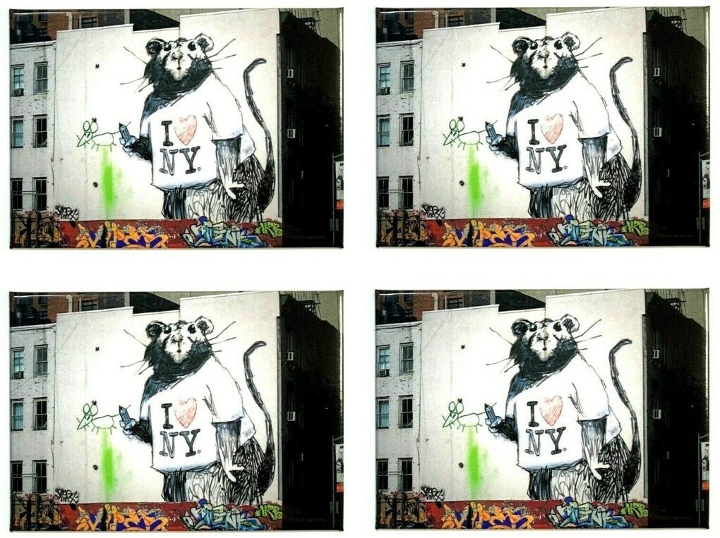 Banksy's Graffiti NYC Rat Logo Magnet Lot of 4 Art Magnets New York City NY