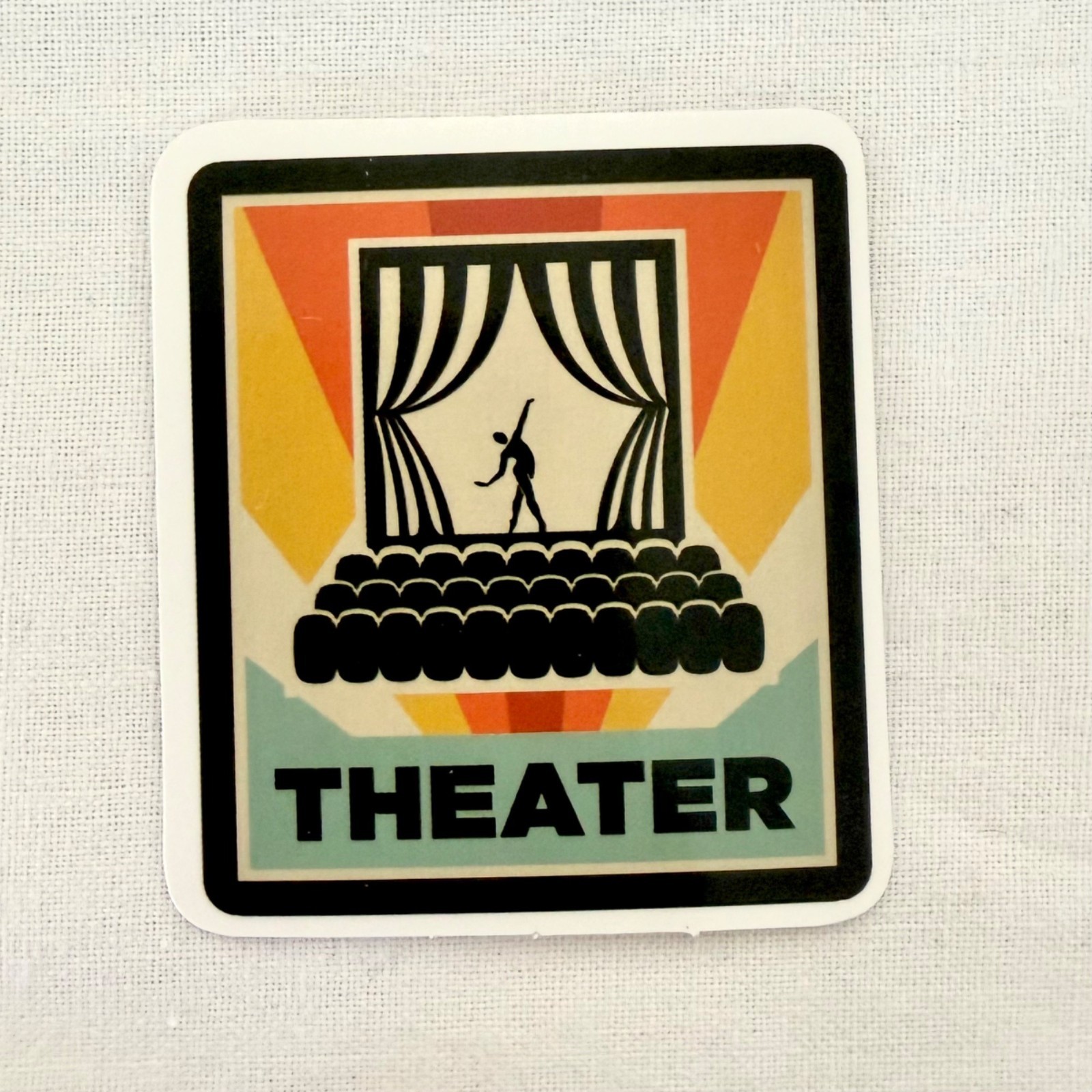 Theater Stage Vinyl Sticker 2in Retro Stage Scene Drama no 8