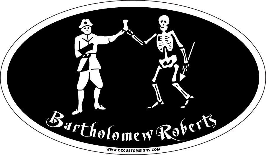 PIRATE – Bartholomew Roberts (Style 1) – Oval Full Color Decal/Sticker