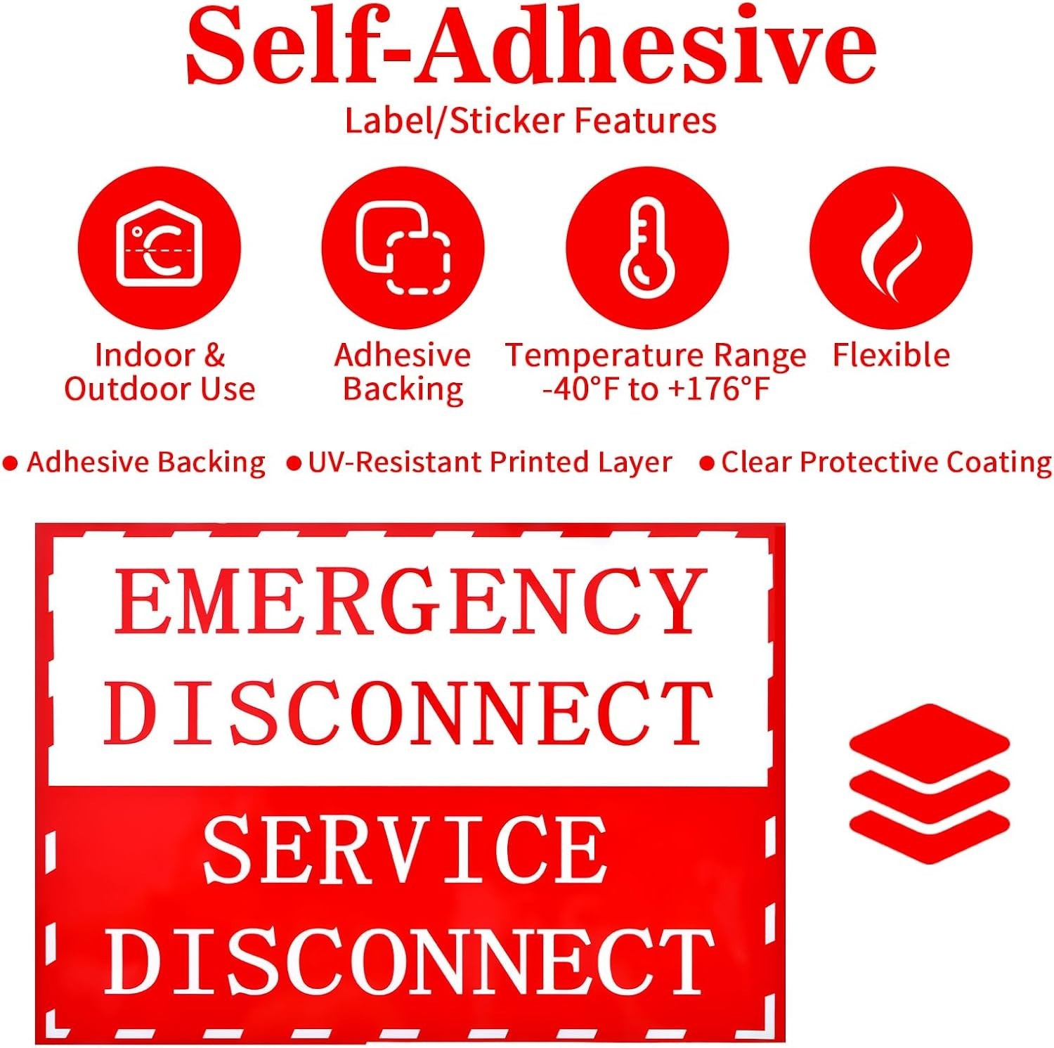 12PCS NEC Compliant Emergency Disconnect Sticker, 5×3.5 Inch Emergency-Disconnec