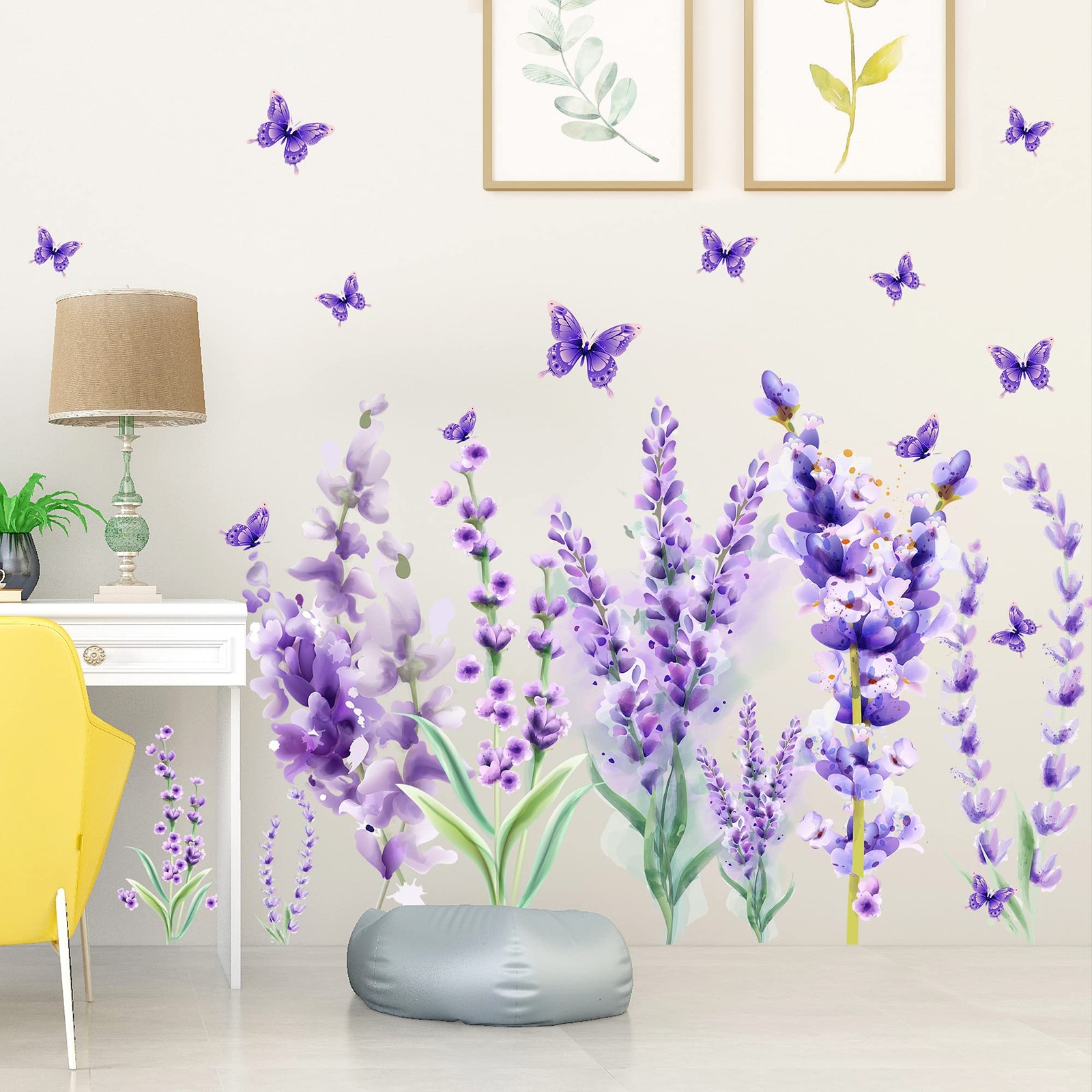 Removable Purple Lavender Wall Decals Purple Flowers Butterfly Wall Stickers …