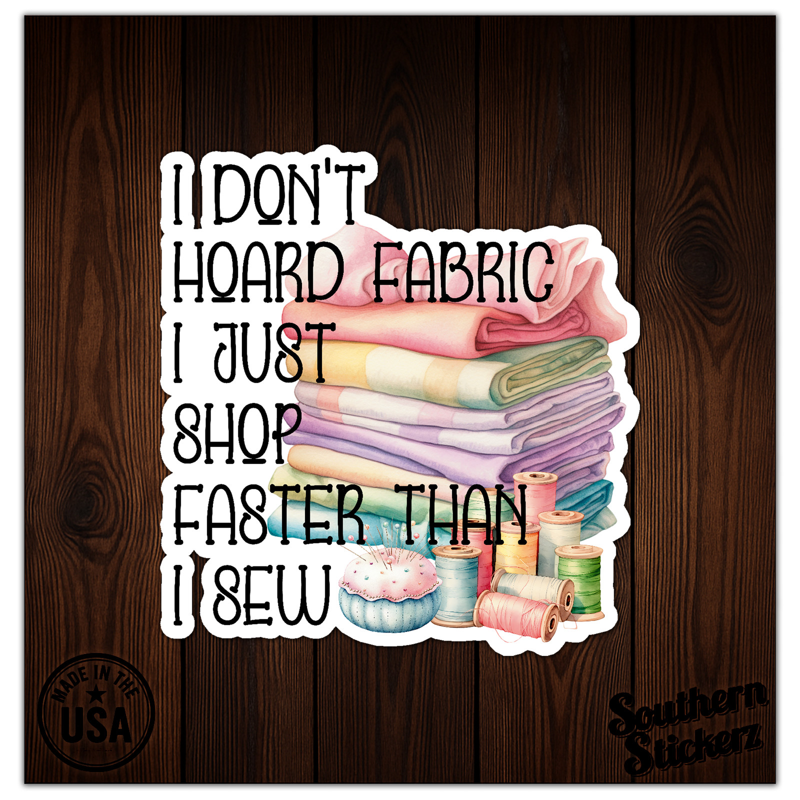 Sewing Hoard Fabric – Vinyl Decal Sticker – Car Window Laptop – ebn11892