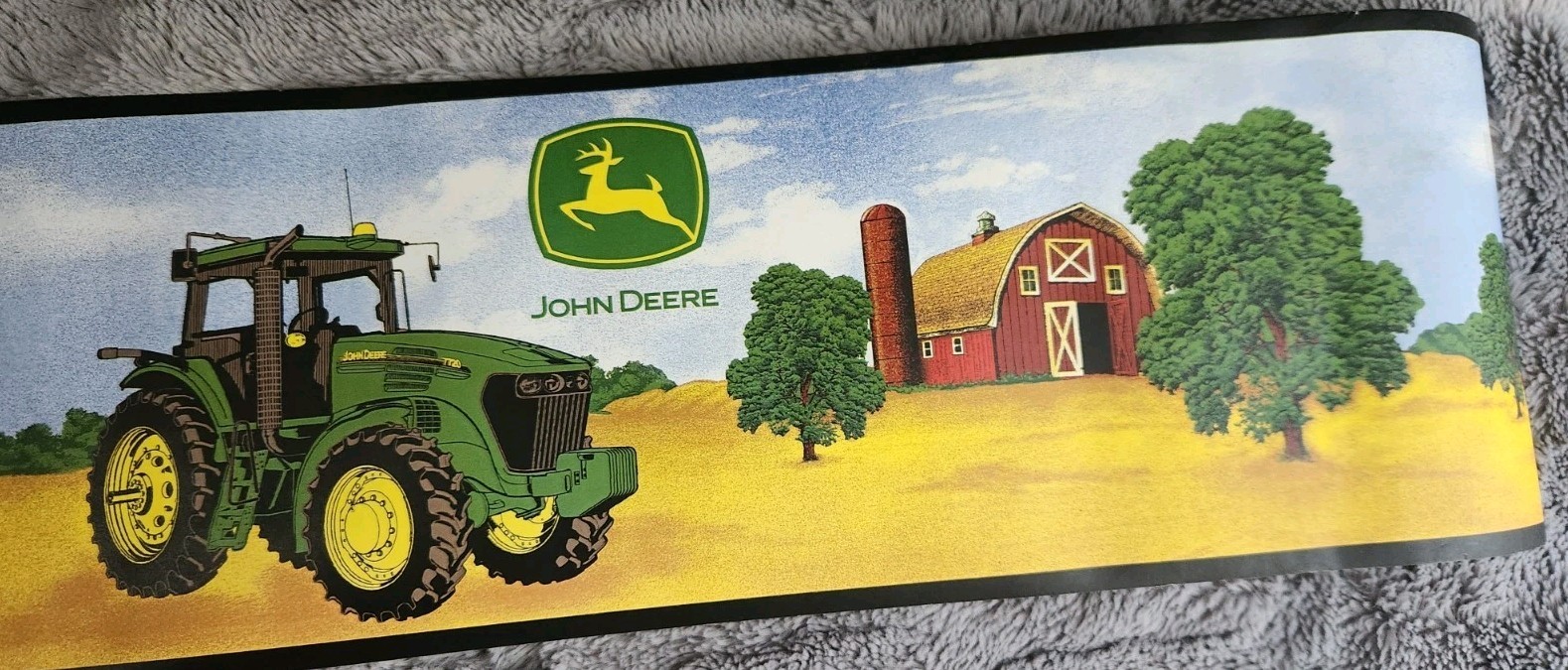 JOHN DEERE contemporary wall paper border 5yds TRACTOR farm vinyl wallpaper RARE