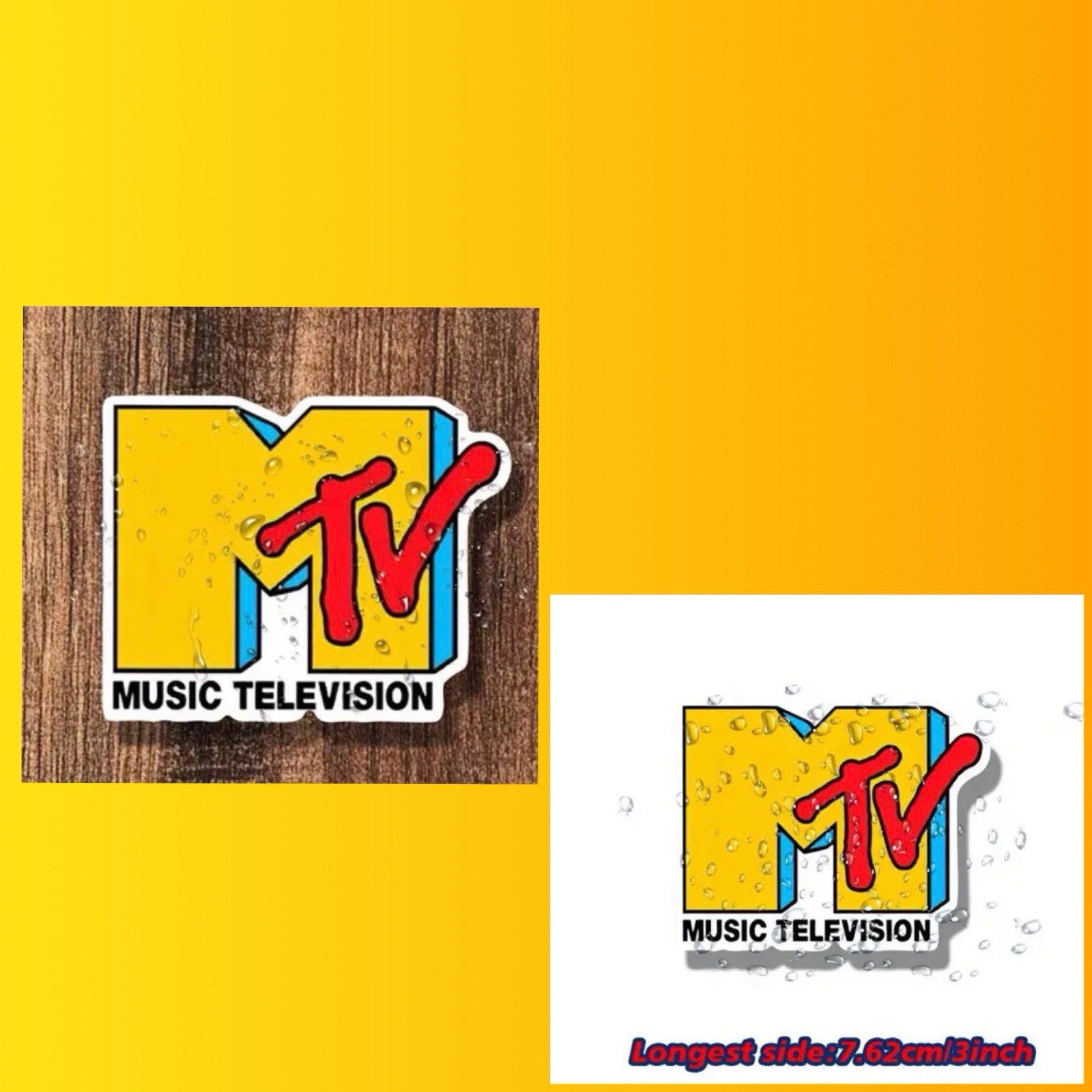 MTV Music Television Video Vtg Retro 80s 90s Yellow Print Vinyl Sticker Decal