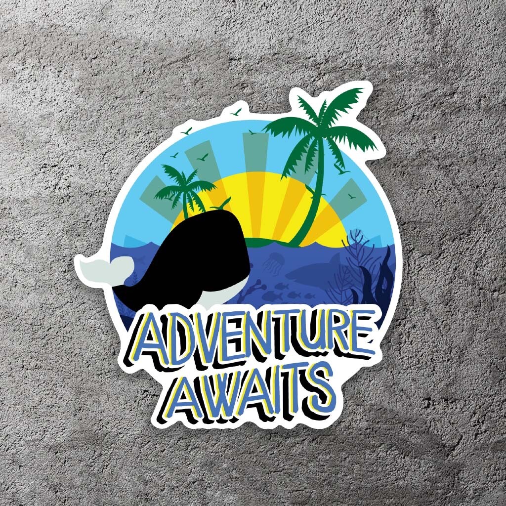Adventure Awaits Vinyl Sticker 3.5" Wide – Includes Two Stickers