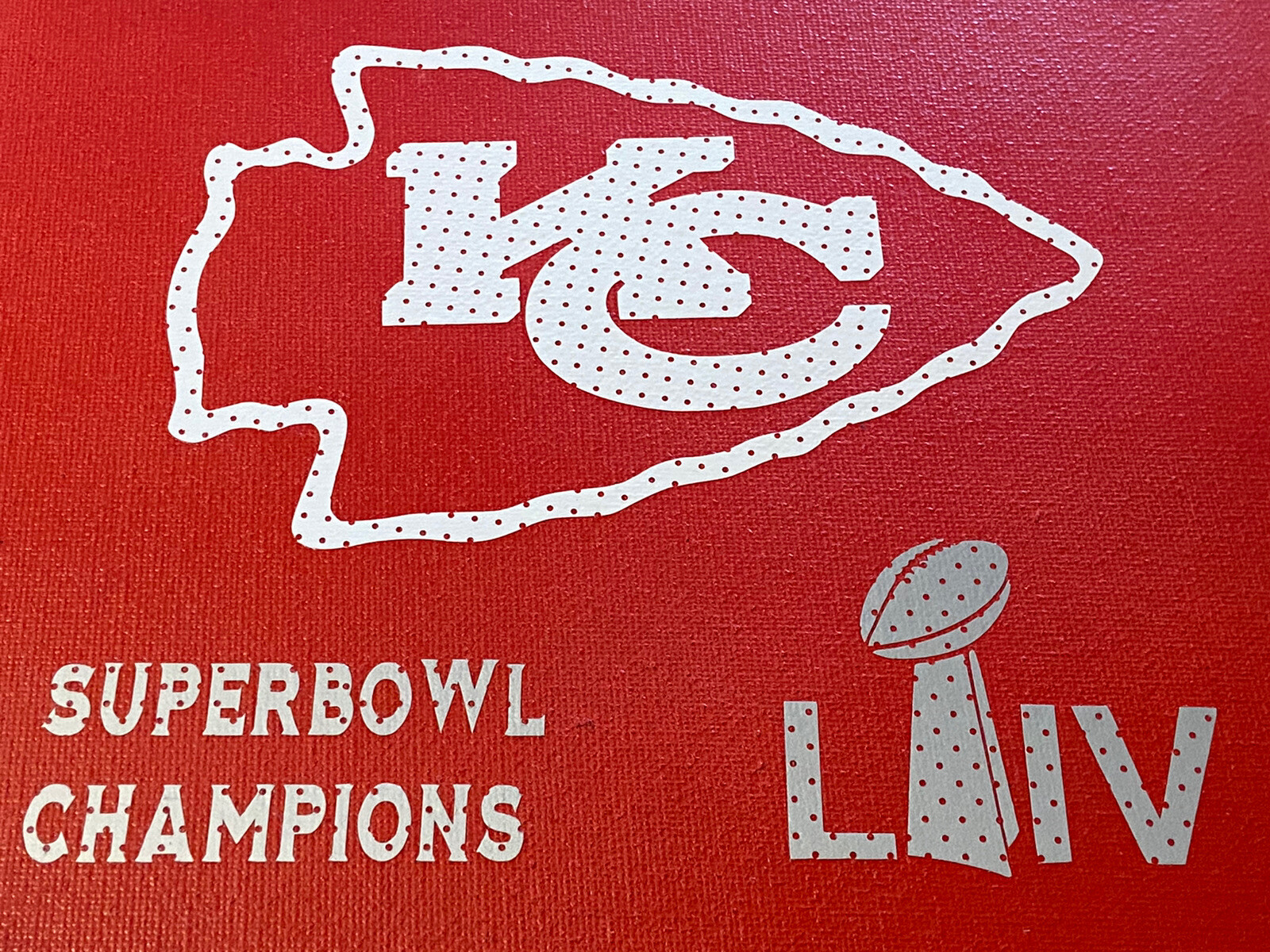 Handcrafted Kansas City Chiefs Super Bowl Champs Vinyl On Canvas 8×10 Artwork