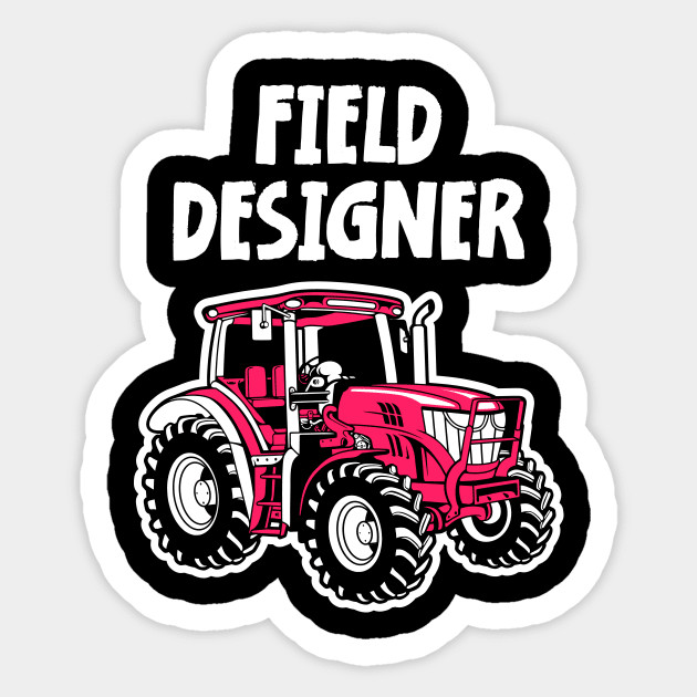 Field Designer Tractor red, black farm type sticker
