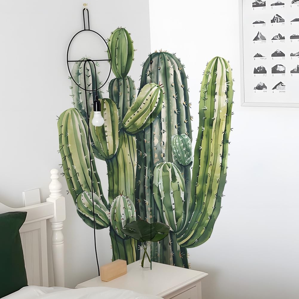 Large Bunch Cacti Wall Decals Botanical Green Plants Cactus Wall Stickers Hom…