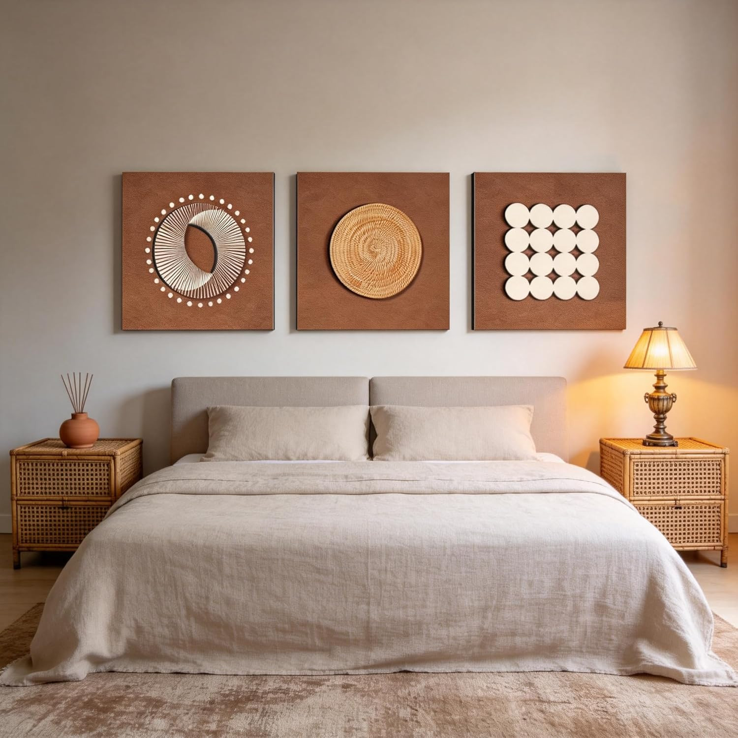 3PC 3D Multi Layer Sandstone Texture Framework Abstract Wall Art, Modern Painted
