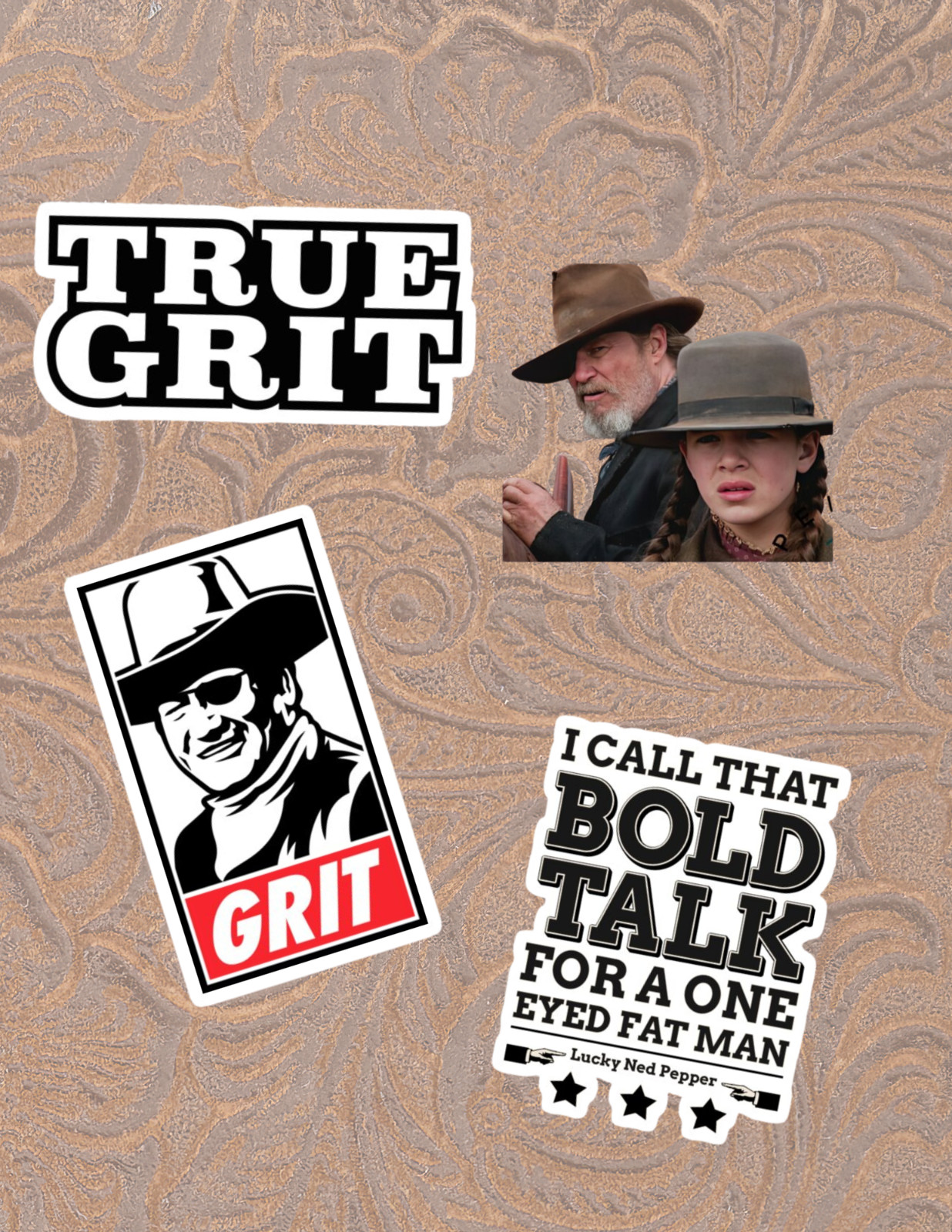 True Grit Western 4pc Sticker Pack