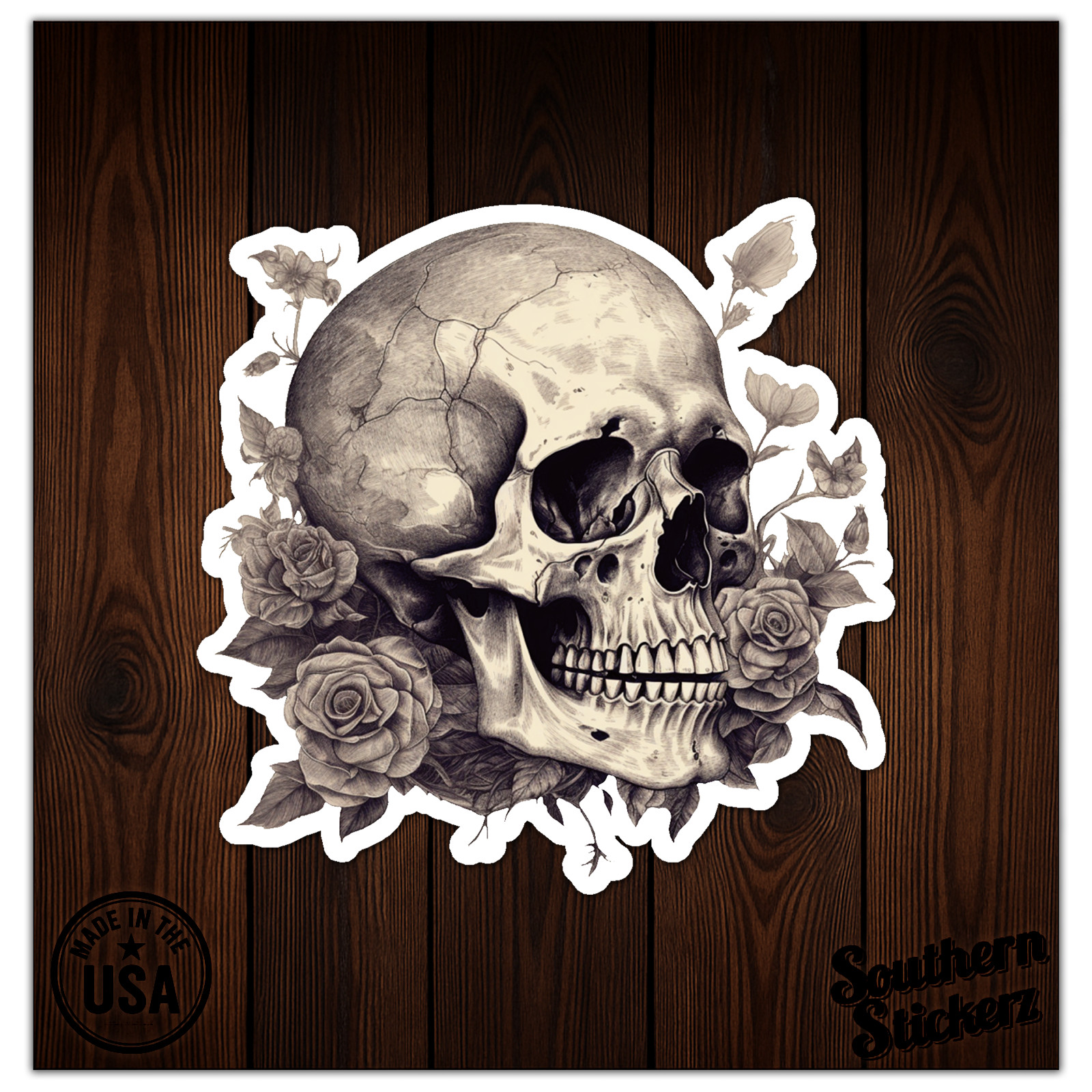 Skull Roses – Vinyl Decal Sticker – Car Window Laptop – ebn9487